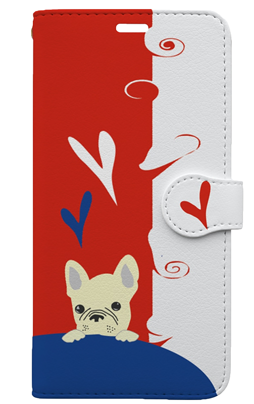 犬(フレンチブルドッグ)手帳型iPhoneケース