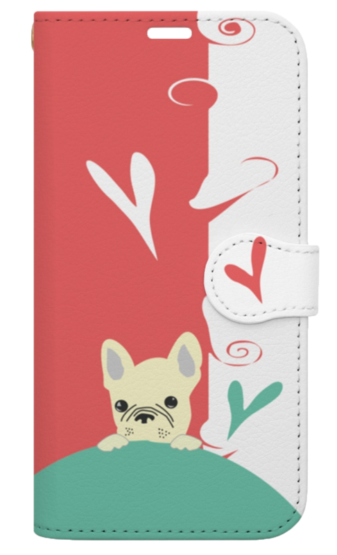 犬(フレンチブルドッグ)手帳型iPhoneケース