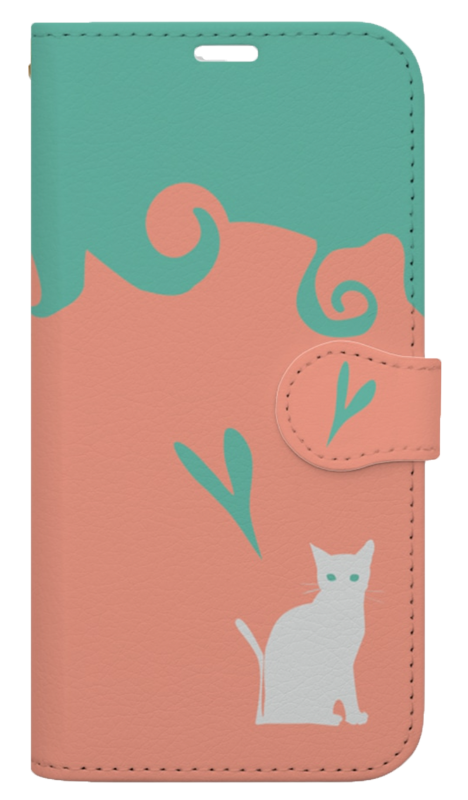 猫（ロシアンブルー）手帳型iPhoneケース